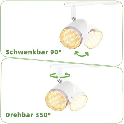 NETTLIFE Spot de plafond LED 2 ampoules moderne 4W blanc blanc chaud 3000K