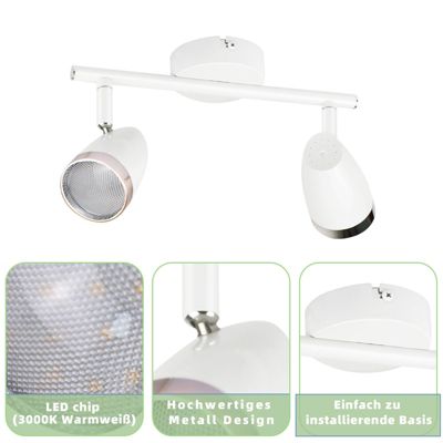 NETTLIFE Spot de plafond LED 2 ampoules moderne 4W blanc blanc chaud 3000K
