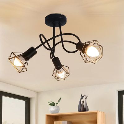 NETTLIFE Spot de plafond LED 3 ampoules noir vintage orientable spot industriel E14