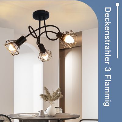 NETTLIFE Spot de plafond LED 3 ampoules noir vintage orientable spot industriel E14
