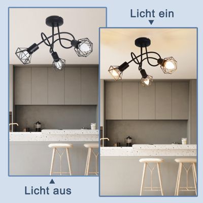 NETTLIFE Spot de plafond LED 3 ampoules noir vintage orientable spot industriel E14