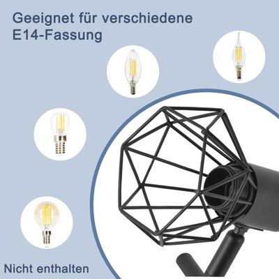 NETTLIFE Spot de plafond LED 3 ampoules noir vintage orientable spot industriel E14
