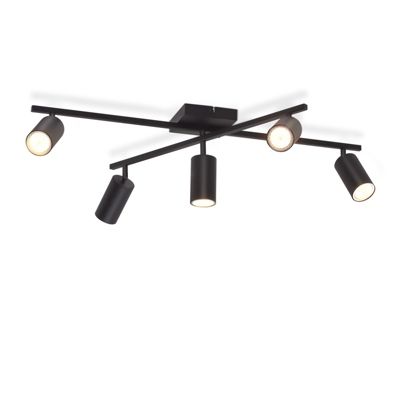 NETTLIFE Spot de plafond noir, plafonnier à 5 lampes GU10, lampe de salon moderne pour cuisine et chambre à coucher