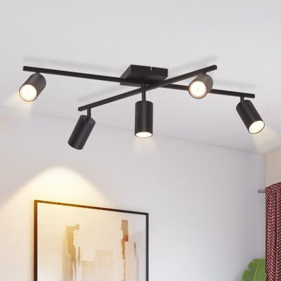 NETTLIFE Spot de plafond noir, plafonnier à 5 lampes GU10, lampe de salon moderne pour cuisine et chambre à coucher