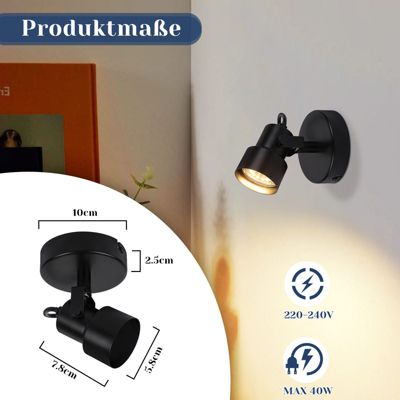 NETTLIFE Spot de plafond noir - Plafonnier vintage GU10 Lampe de cuisine pour salon couloir
