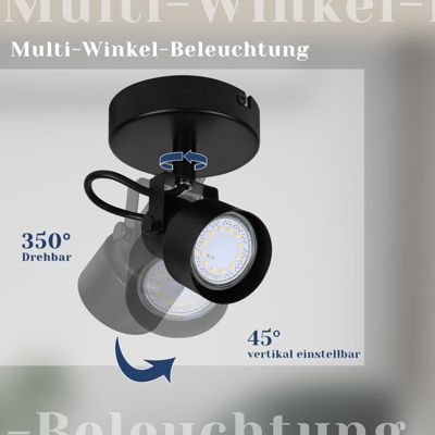 NETTLIFE Spot de plafond noir - Plafonnier vintage GU10 Lampe de cuisine pour salon couloir