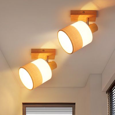 NETTLIFE Spot LED plafond 1 flamme lampe couloir - plafonnier bois plafonnier E14 vintage