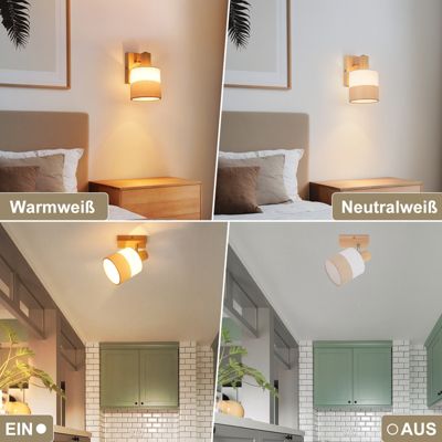 NETTLIFE Spot LED plafond 1 flamme lampe couloir - plafonnier bois plafonnier E14 vintage