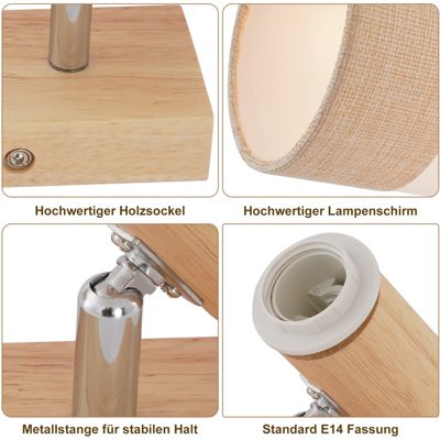 NETTLIFE Spot LED plafond 1 flamme lampe couloir - plafonnier bois plafonnier E14 vintage