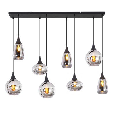 NETTLIFE Suspension lampe en verre 8 flammes E27 luminaire suspendu pour salon et cuisine Classe Energetique E