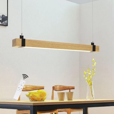 NETTLIFE Suspension LED Vintage Dimmable 100cm Bois & Métal pour Salle à Manger