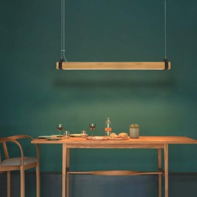 NETTLIFE Suspension LED Vintage Dimmable 100cm Bois & Métal pour Salle à Manger