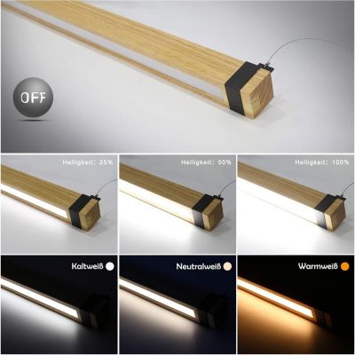 NETTLIFE Suspension LED Vintage Dimmable 100cm Bois & Métal pour Salle à Manger