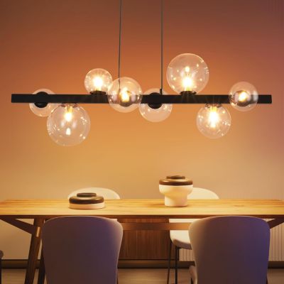 NETTLIFE Suspension table à manger lampe suspendue salon suspendu G9 suspension 8 ampoules verre moderne