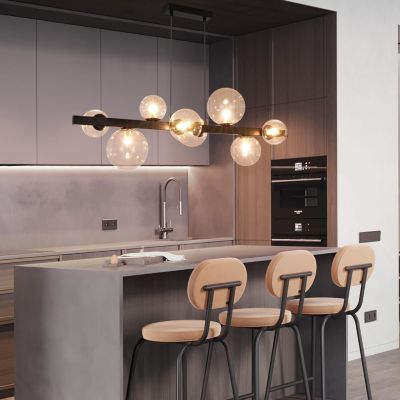 NETTLIFE Suspension table à manger lampe suspendue salon suspendu G9 suspension 8 ampoules verre moderne