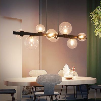 NETTLIFE Suspension table à manger lampe suspendue salon suspendu G9 suspension 8 ampoules verre moderne