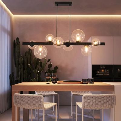 NETTLIFE Suspension table à manger lampe suspendue salon suspendu G9 suspension 8 ampoules verre moderne