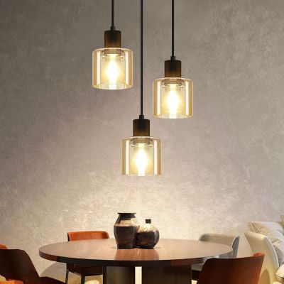 NETTLIFE Suspension Vintage 3 Ampoules E27 Noir Rétro Industriel