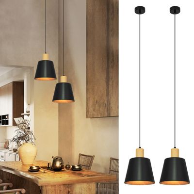 NETTLIFE Suspension Vintage Salle à Manger 2x Lampe Suspendue Noire Lampe Suspendue Industrielle E27 Métal Rétro