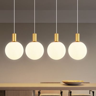 NETTLIFE Suspensions verre E27 Suspension 4 feux suspendue Hauteur réglable Lampe à suspension Moderne