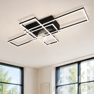 NETTLIFE Ventilateur de Plafond avec Éclairage LED 94cm, 6 Vitesses Dimmable, Télécommande & Minuterie, Salon Chambre