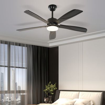 NETTLIFE Ventilateur de plafond avec éclairage LED silencieux Mode Été Hiver Intensité variable 23W Noir 125 cm