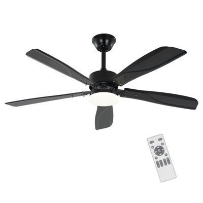 NETTLIFE Ventilateur de plafond avec éclairage LED silencieux Mode Été Hiver Intensité variable 23W Noir 125 cm