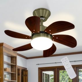 NETTLIFE Ventilateur de plafond blanc avec éclairage, télécommande, silencieux, avec minuterie, 6 pales, pour chambre à coucher