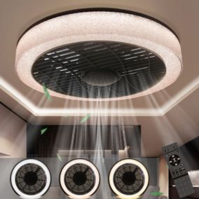 NETTLIFE Ventilateur plafond LED 39,5cm moderne silencieux télécommande minuterie 34W dimmable