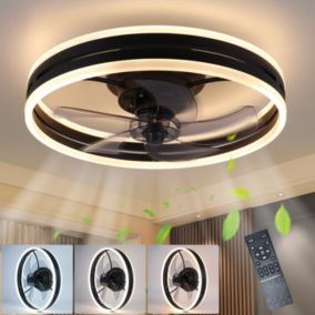 NETTLIFE Ventilateur plafond LED éclairage télécommande - Silencieux dimmable minuterie