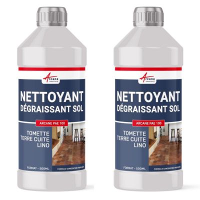 NETTOYANT DÉGRAISSANT SOL : Carrelage, Tomette, Lino et PVC  - 1 L (2 x 0.5 L) - ARCANE INDUSTRIES