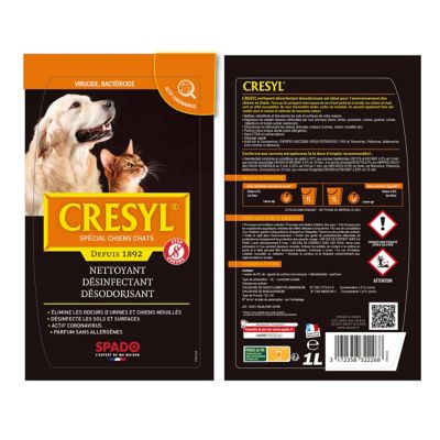 Nettoyant désinfectant désodorisant spécial chiens et chats Crésyl Spado 1L