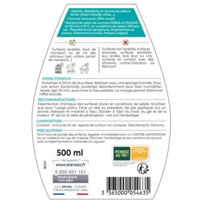 Nettoyant désinfectant suprodorant milieu animal Starwax 500ml