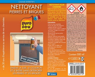 Nettoyant pierre et briques de cheminée en aérosol de 500 ml
