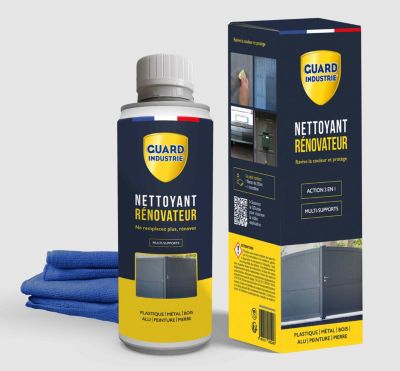 Nettoyant Rénovateur Ravive Couleurs Peinture PVC Métal Antitache 5 ans 250g - 2 Portes et 10 Fenêtres Chiffon microfibre inclus