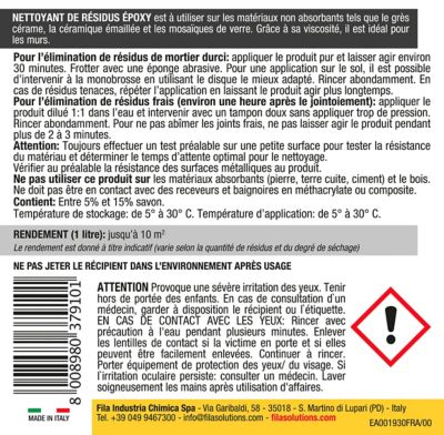 Nettoyant résidus époxy Fila 1L intérieur et extérieur