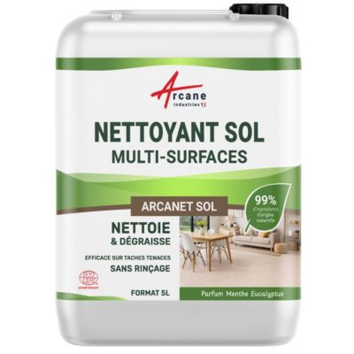 Nettoyant Sol Professionnel Multi-Surfaces ECOCERT : Dégraissant Tous Types de Sols - ARCANET Sol  - 5 L - ARCANE INDUSTRIES