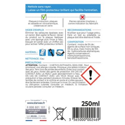 Nettoyant spécial plaques vitrocéramiques Starwax 250ml