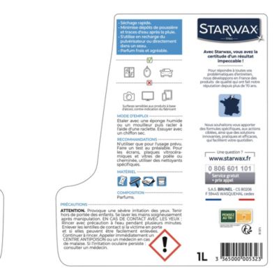 Nettoyant spécial vitres anti-traces à l'alcool Starwax 1L