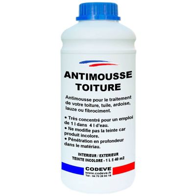 Nettoyant Toiture -  1 L   - Codeve Bois - Pour Traiter Votre Toiture, Tuile, Ardoise, Lauze Ou Fibrociment.