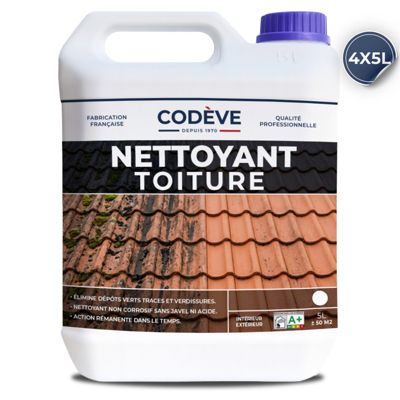 Nettoyant Toiture - 20 L   - Codeve Bois - Pour Traiter Votre Toiture, Tuile, Ardoise, Lauze Ou Fibrociment.