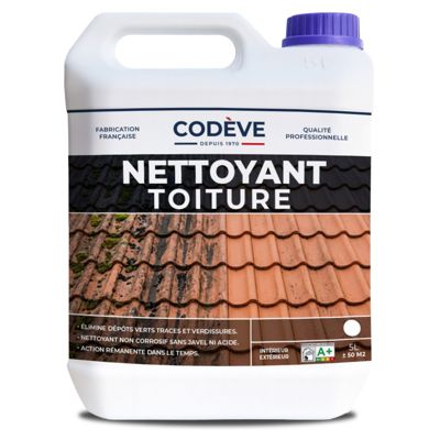 Nettoyant Toiture - 5 L   - Codeve Bois - Pour Traiter Votre Toiture, Tuile, Ardoise, Lauze Ou Fibrociment.