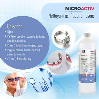 Nettoyant Ultrason 1 x 1 L - Détergent Universel Pour Bain À Ultrasons - Lunettes, Bijoux, Prothèses Dentaires, Métaux