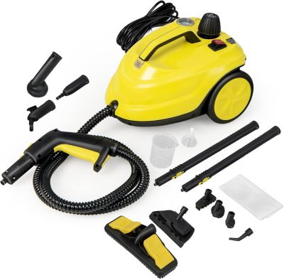 Nettoyeur Vapeur, 13 Accessoires, Pression 5 Bar Puissance 2000W, Balai Vapeur pour Tapis, Fenêtre, Verre et Rideau