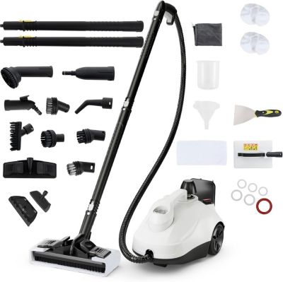 Nettoyeur Vapeur 2000W Pression 5 Bars 15 Accessoires Réservoir Eau Nettoyeur Vapeur Haute Pression Blanc