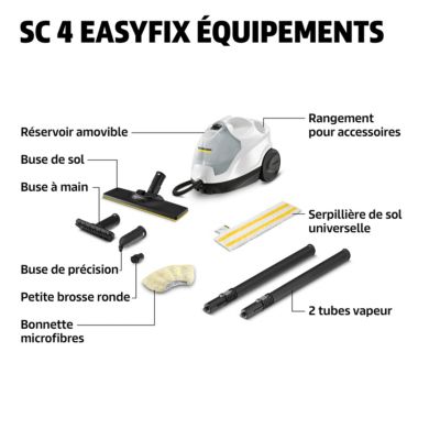 Nettoyeur vapeur Karcher SC4 Easyfix blanc filaire avec accessoires