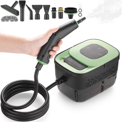 Nettoyeur vapeur, manche réglable sur 6 niveaux, chauffe en 15secondes,réservoir de 1,35L,appareil portable avec 10 accessoires