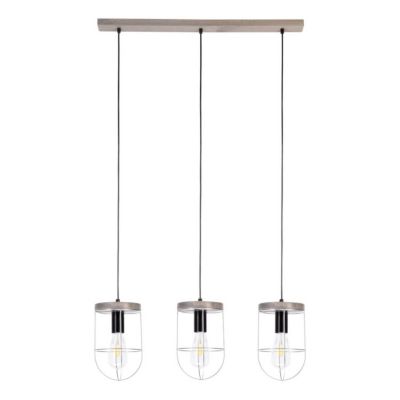 Netuno Lampe Suspendue 3xE27 Max.60W Pin Teinté Gris/Métal Noir/Câble PVC Noir/Métal Argenté