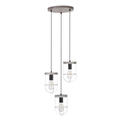 Netuno Lampe Suspendue 3xE27 Max.60W Pin Teinté Gris/Métal Noir/Câble PVC Noir/Métal Argenté