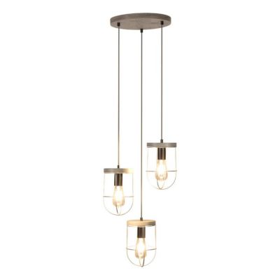 Netuno Lampe Suspendue 3xE27 Max.60W Pin Teinté Gris/Métal Noir/Câble PVC Noir/Métal Argenté